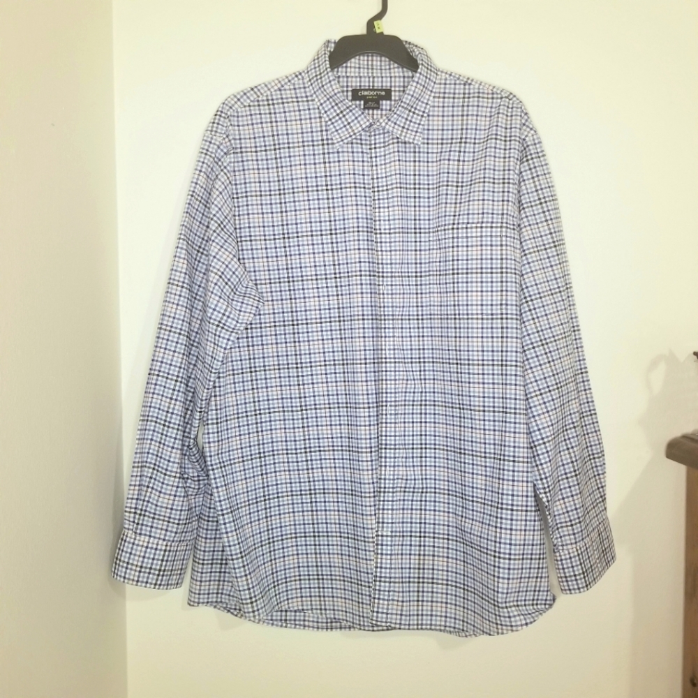 Claiborne Blue, White, and Pink Button Up Shirt